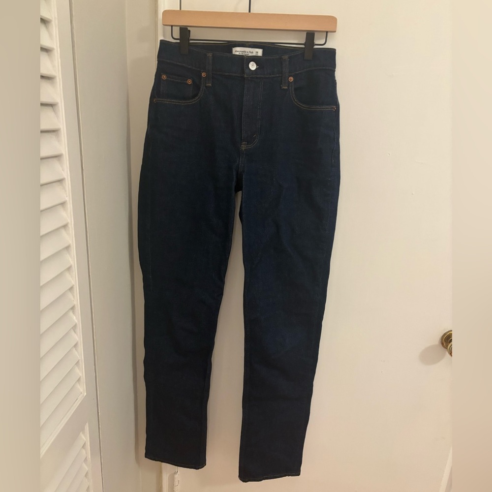 Abercrombie & Fitch Dark Wash Mid Rise Straight Jeans